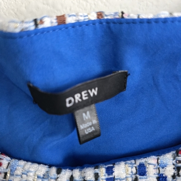 Drew By Anthropologie Tweed Fringe Top Womens Sz M White Pink Sleveless … - Picture 7 of 13